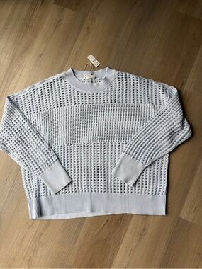 Haven Well Within Women’s Light Blue Open-Knit Crewneck Sweater